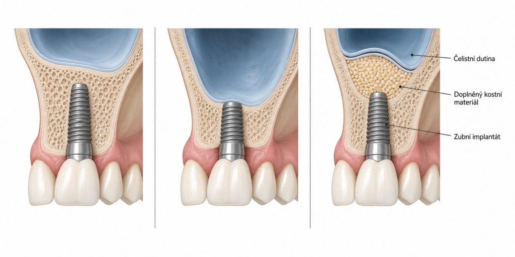 Augmentace kosti a sinus lift před zavedením zubního implantátu