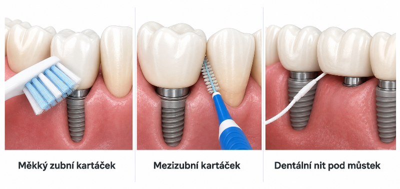 Správné čištění zubního implantátu a mezizubních prostor