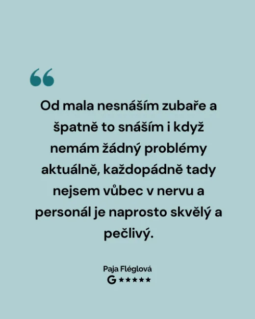Hodnocení pacienta: Personál je naprosto skvělý a pečlivý